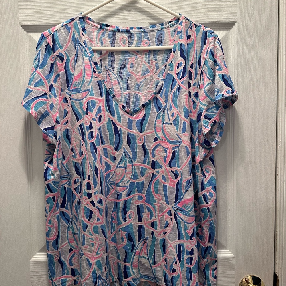 Lilly Pulitzer Blue and Pink Blouse